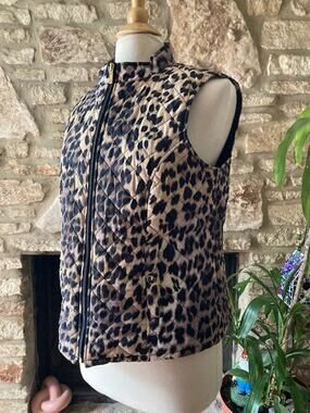 Quilted Leopard Print Vest - I.N. Studio - Petite Large